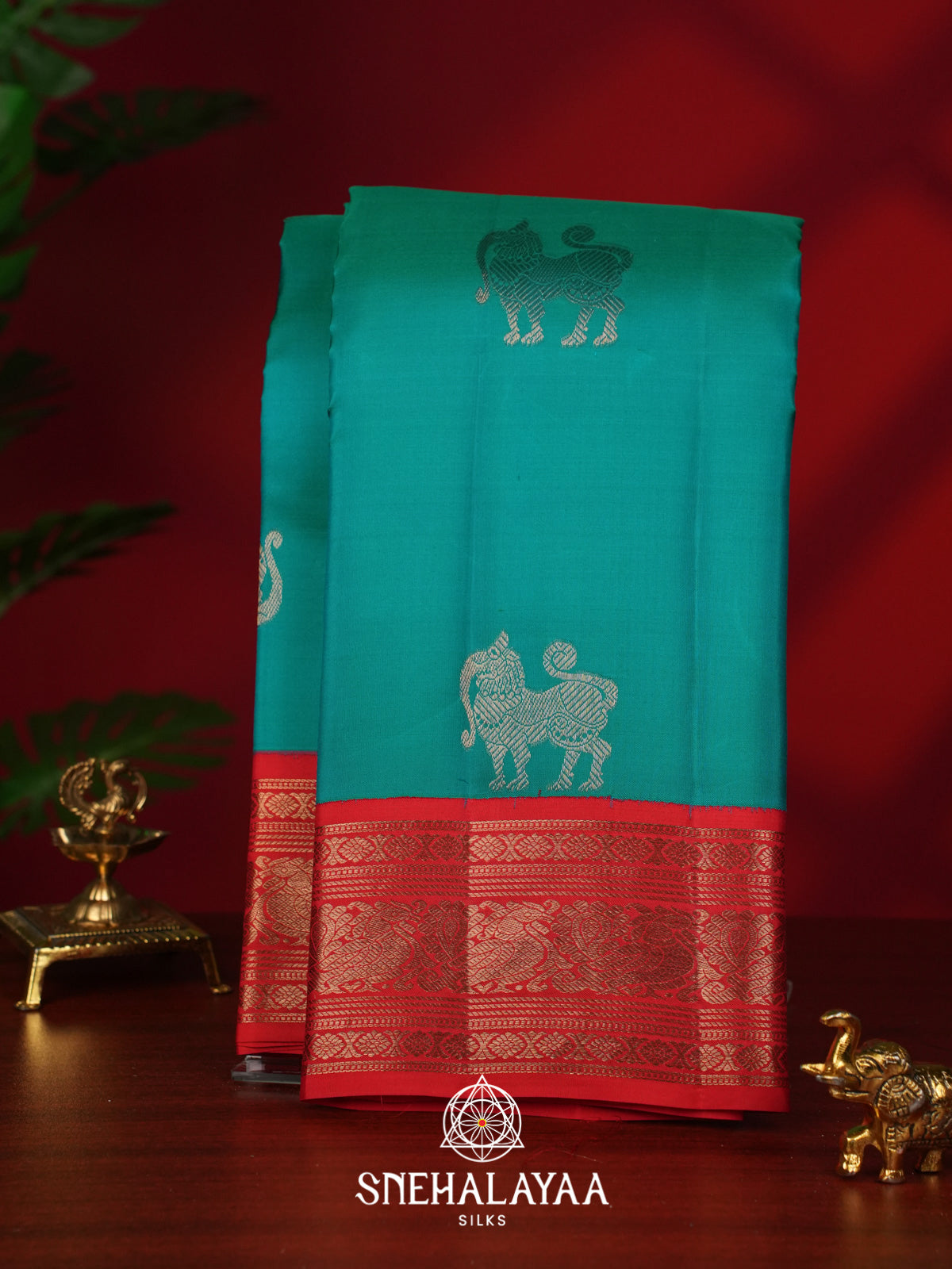 Teal Green Kanjivaram Silk Saree