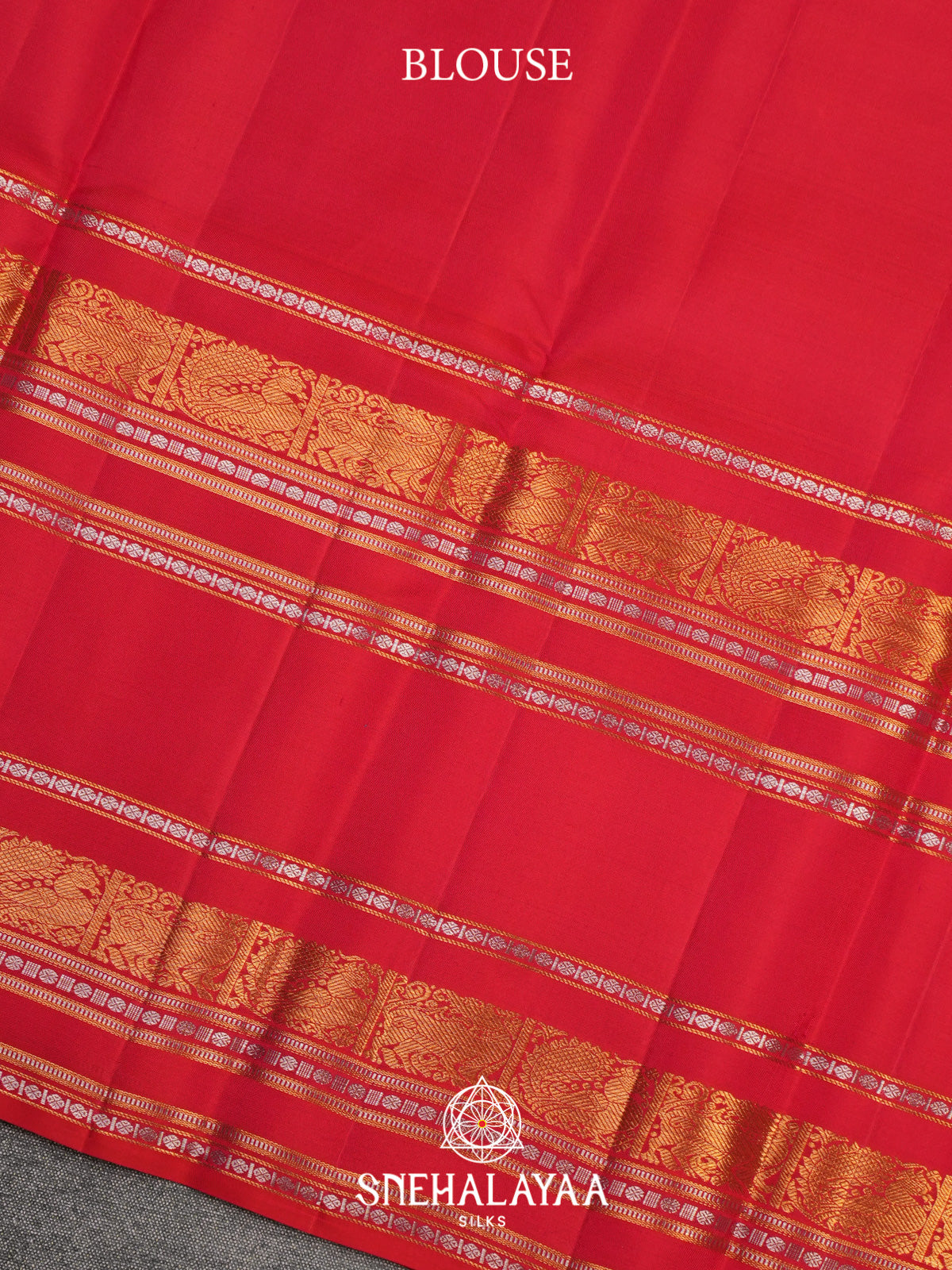 Coral Red Kanjivaram Silk Saree