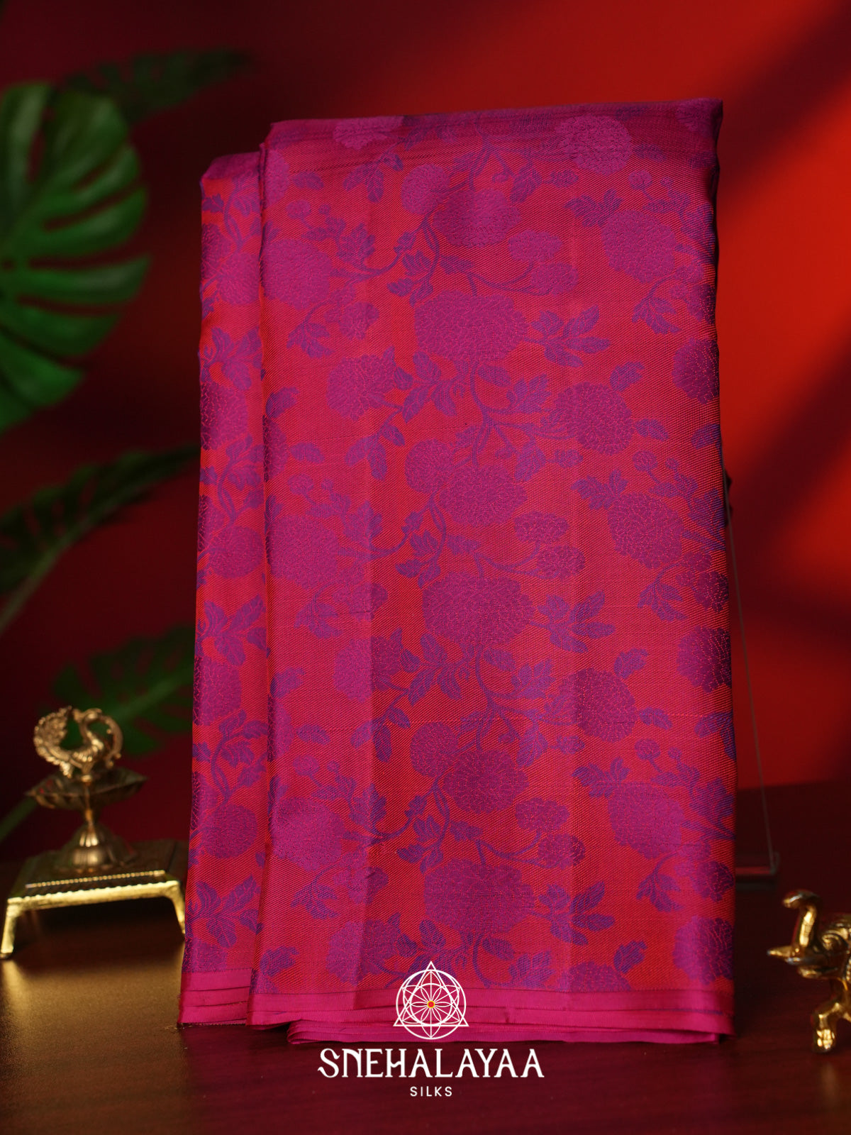 Coral Pink Kanjivaram Silk Saree