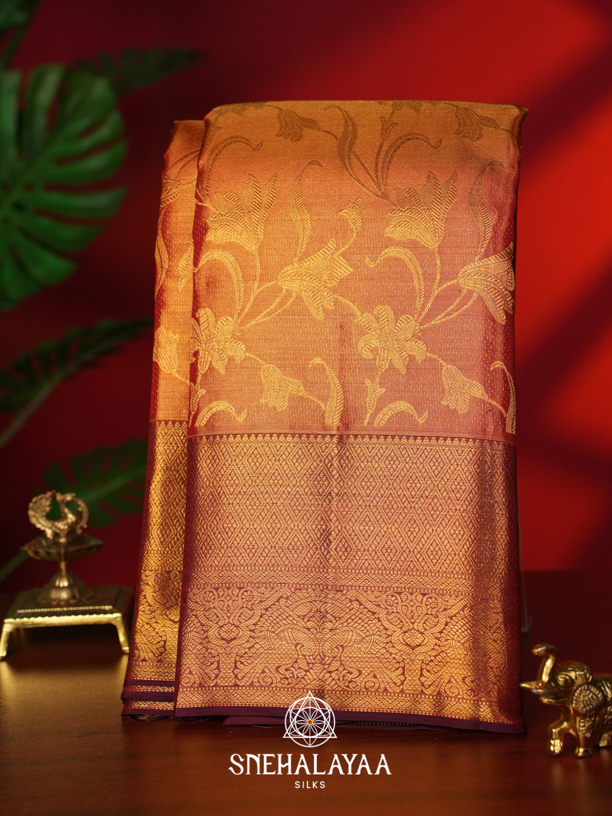 Golden Kanjivaram Silk Saree