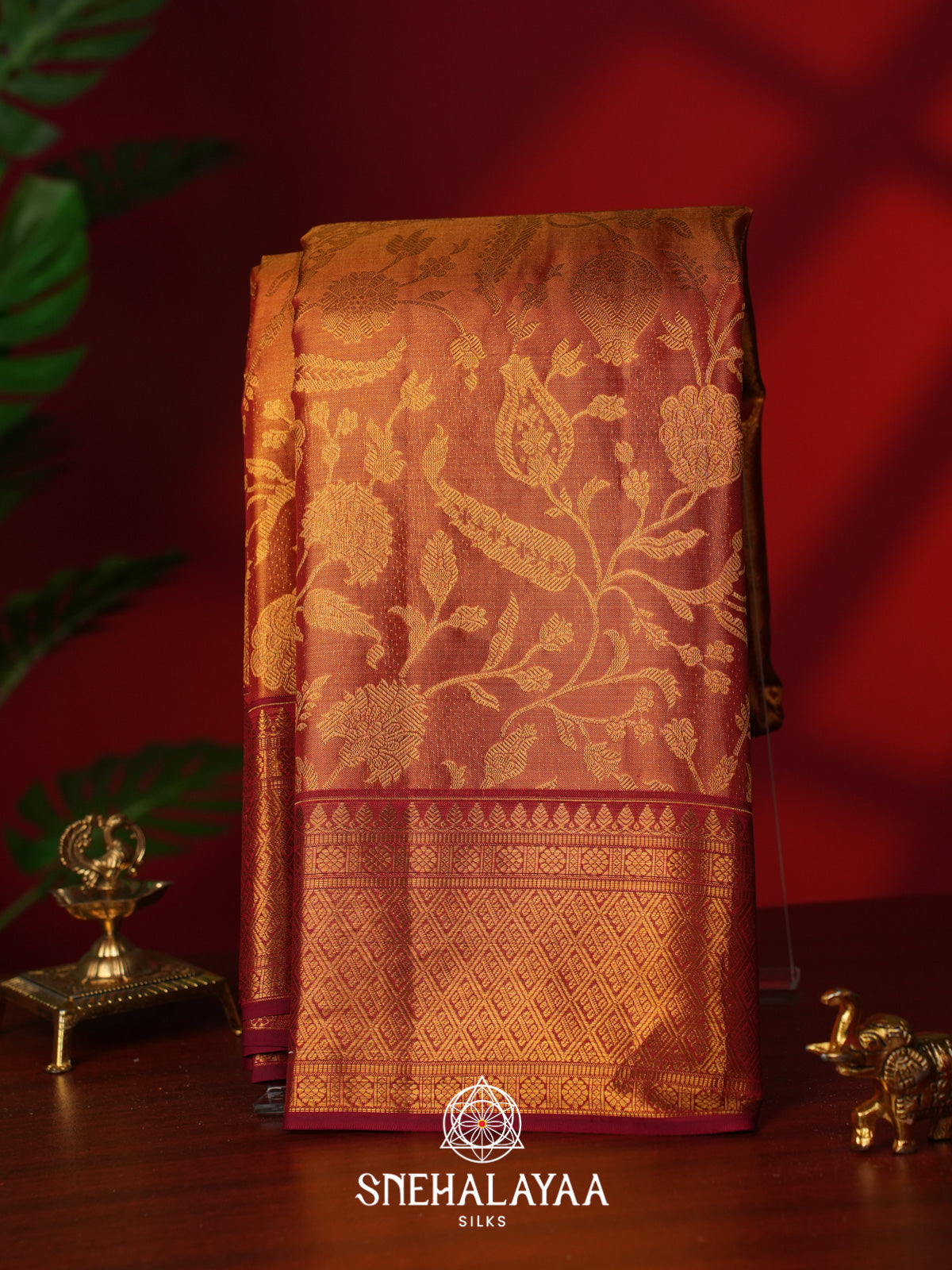 Golden Kanjivaram Silk Saree