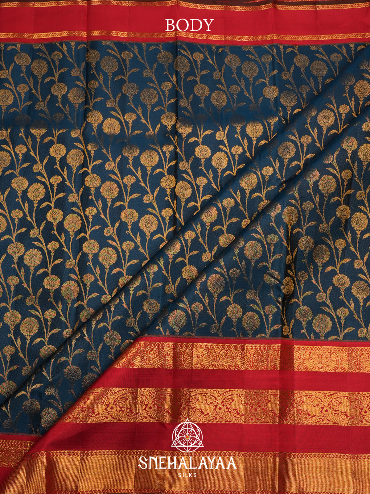 Peacock Blue Kanjivaram Silk Saree