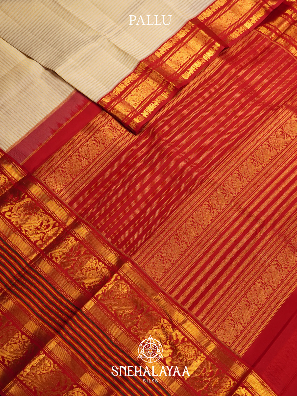 Cream Kanjivaram Silk Saree