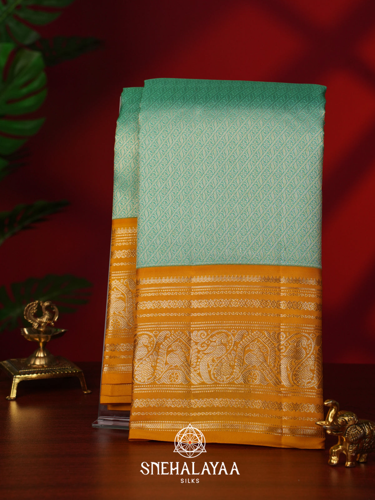 Mint Green Kanjivaram Silk Saree
