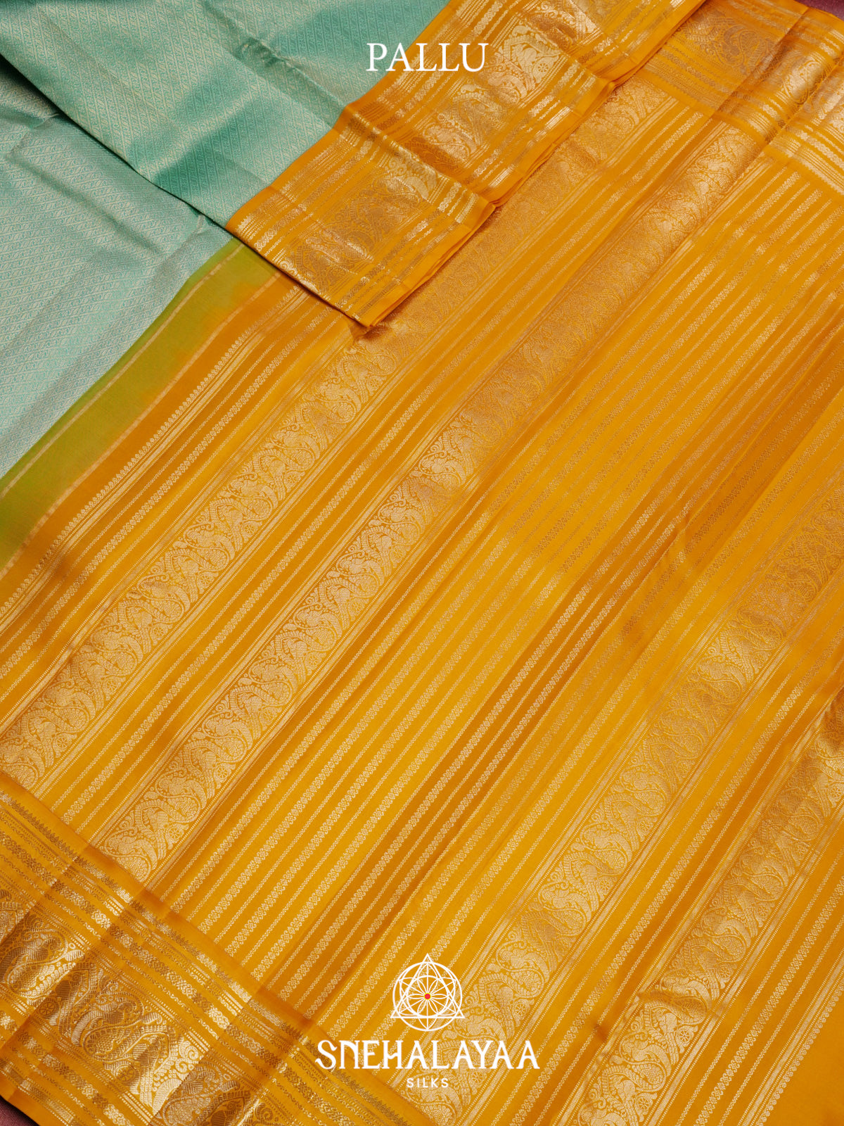 Mint Green Kanjivaram Silk Saree