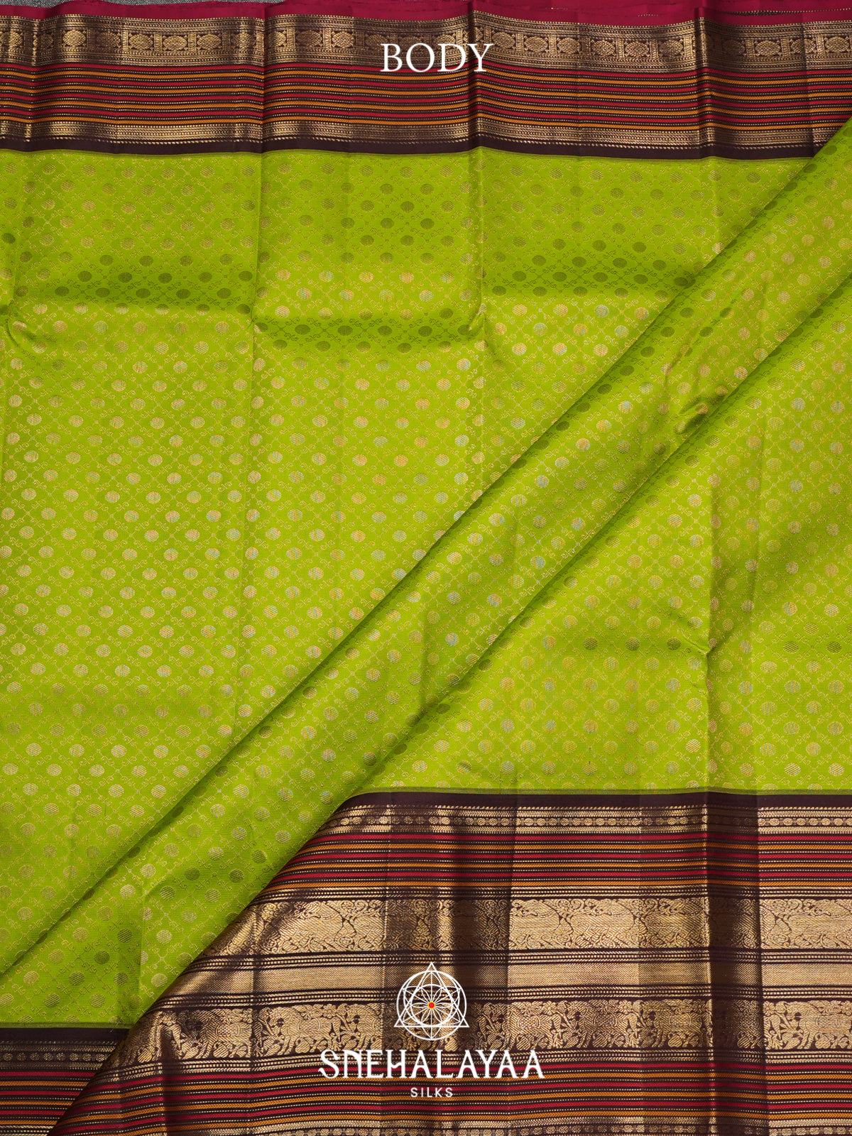 Lime Green Kanjivaram Silk Saree