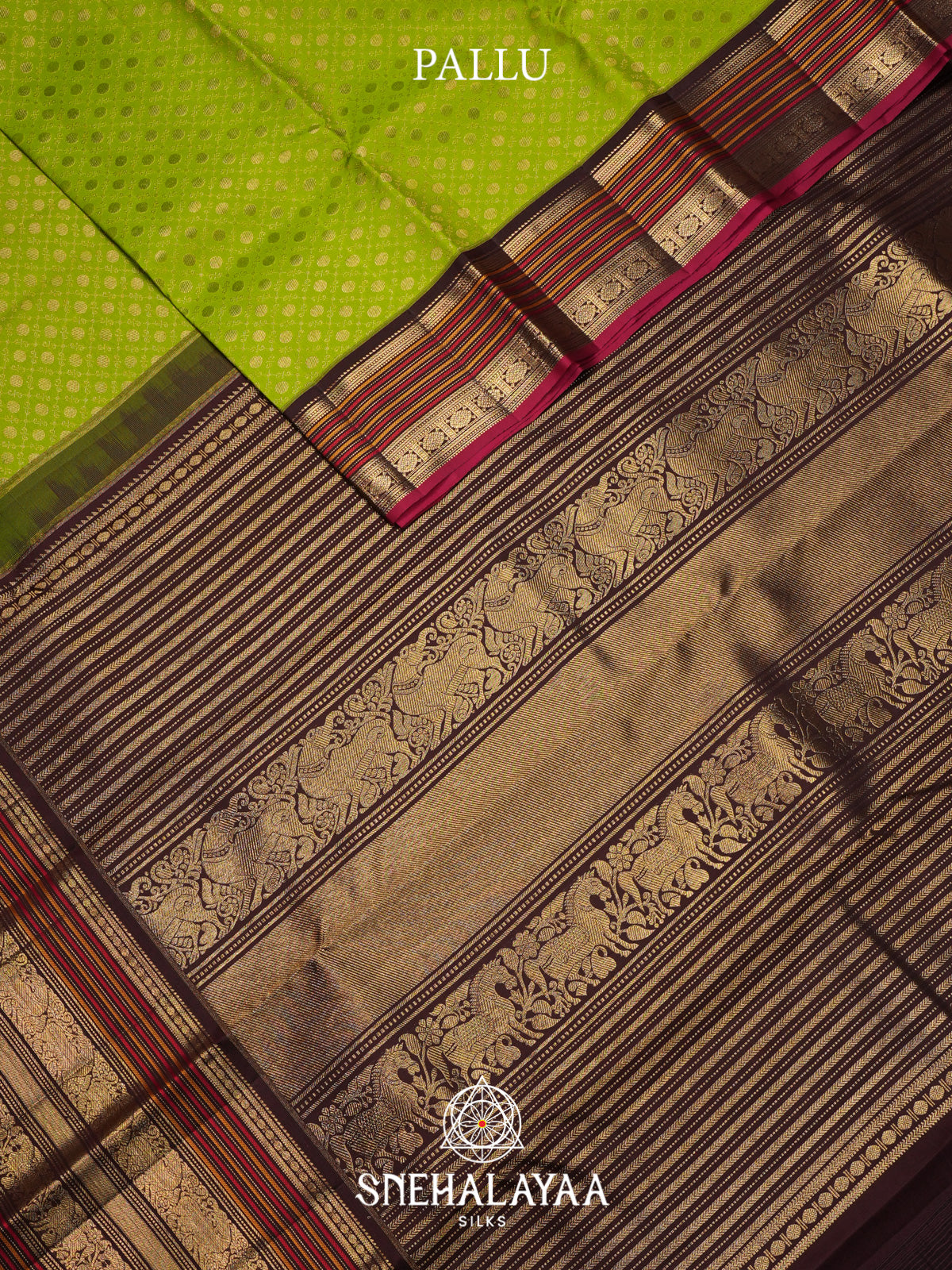 Lime Green Kanjivaram Silk Saree