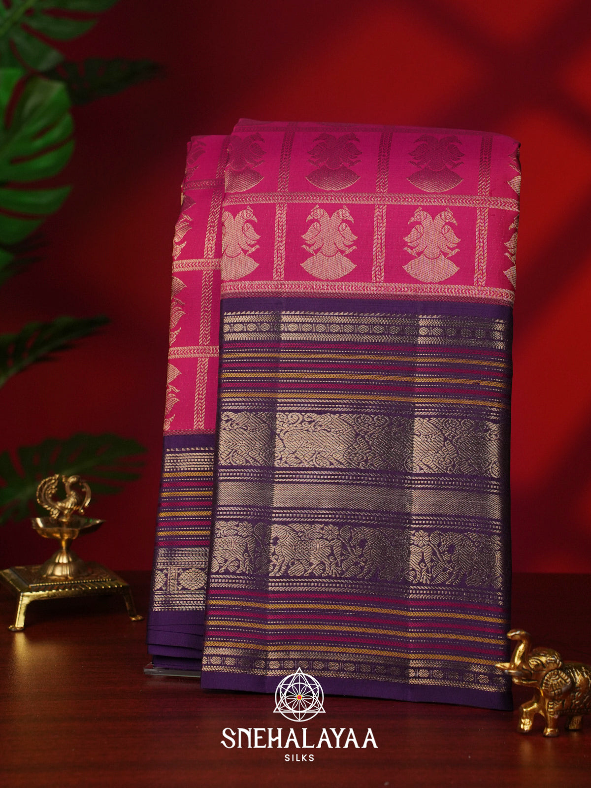 Fuchsia Pink Kanjivaram Silk Saree
