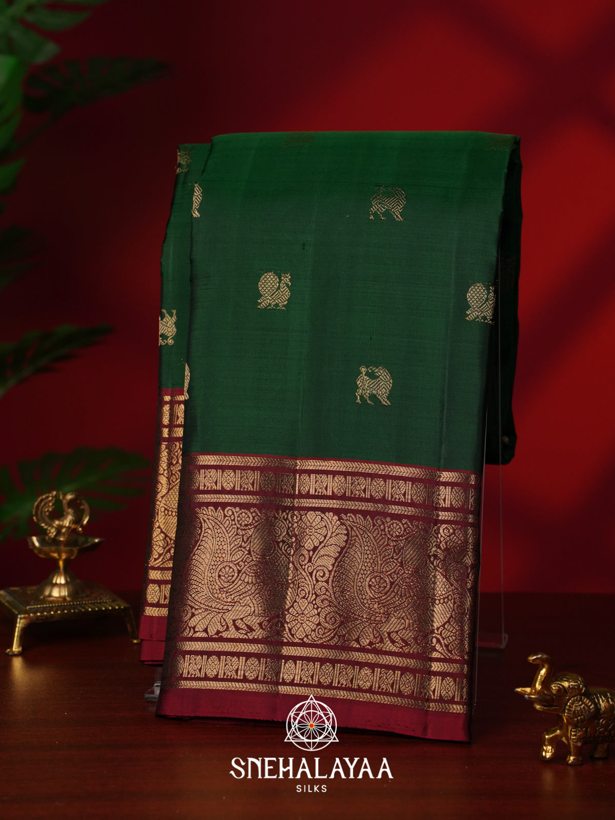 Forest Green Kanjivaram Silk Saree