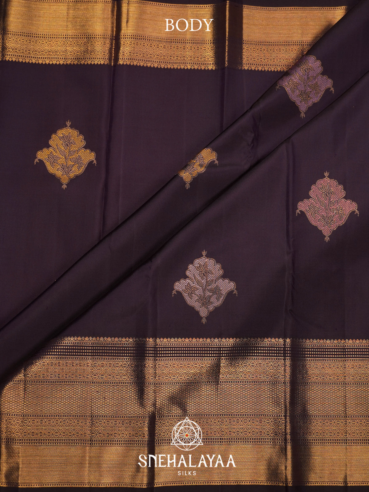 Aubergine Purple Kanjivaram Silk Saree