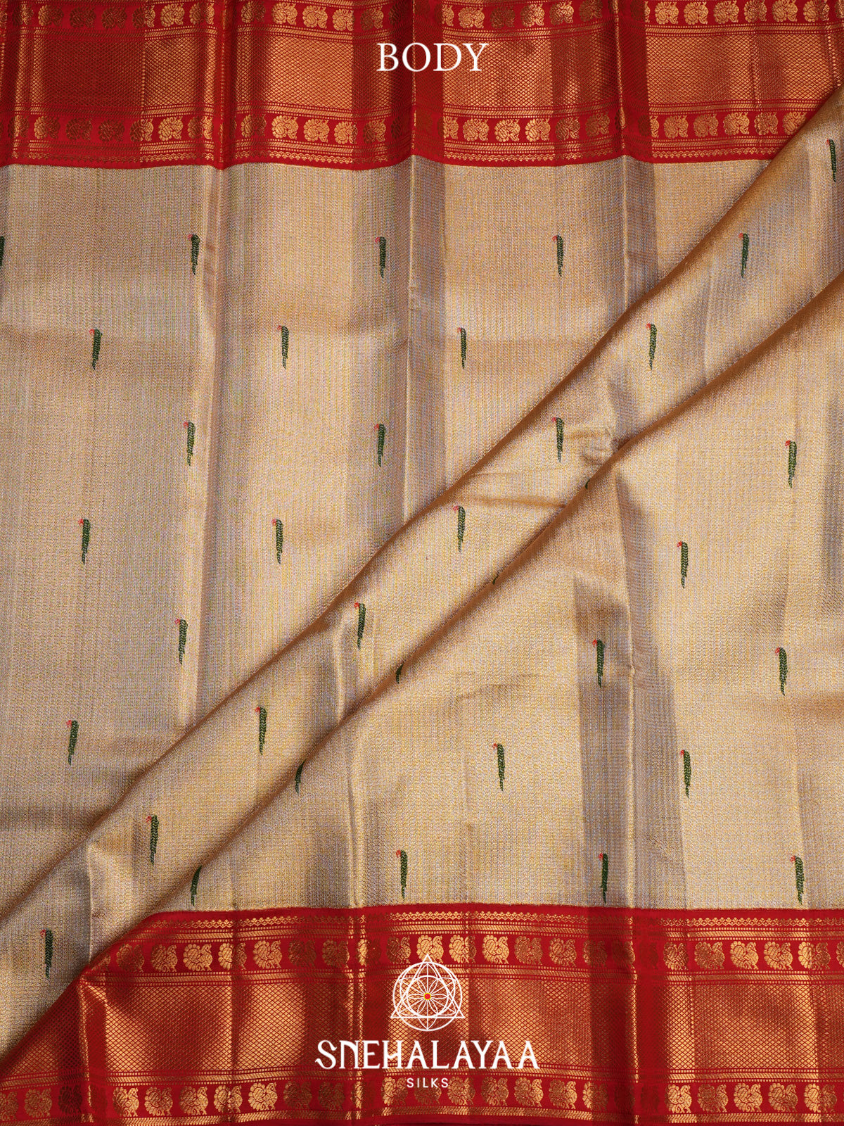 Beige Gold Kanjivaram Silk Saree