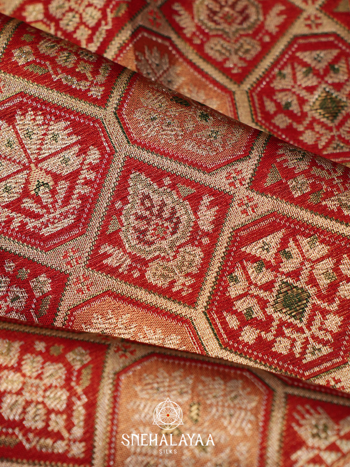 Red Brocade Kanjivaram Silk Saree with Gold Zari Weaving