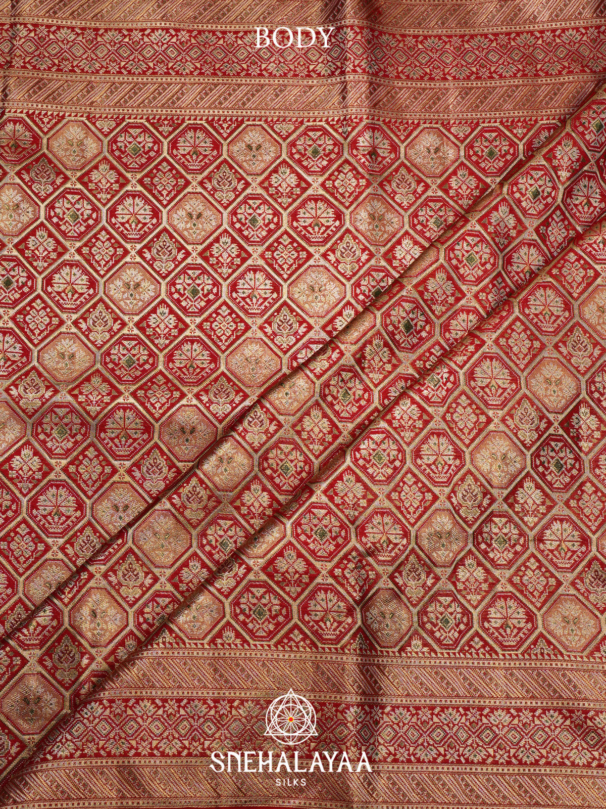 Red Brocade Kanjivaram Silk Saree with Gold Zari Weaving