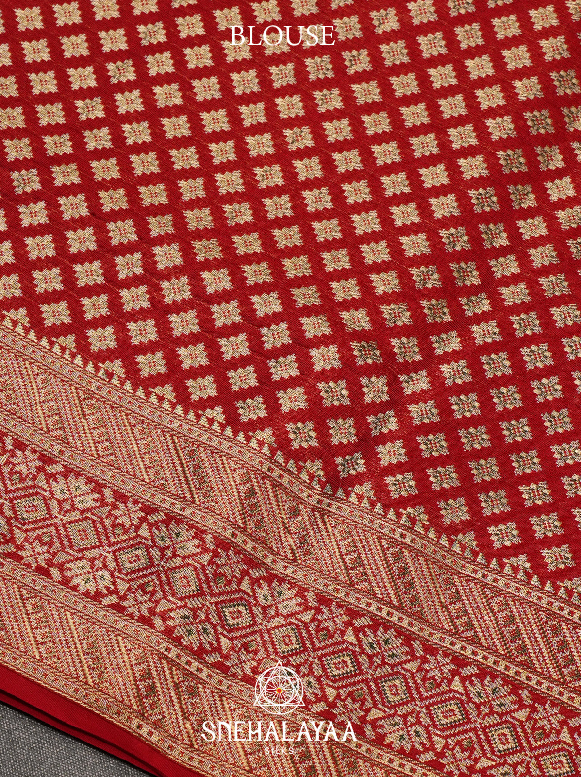 Red Brocade Kanjivaram Silk Saree with Gold Zari Weaving