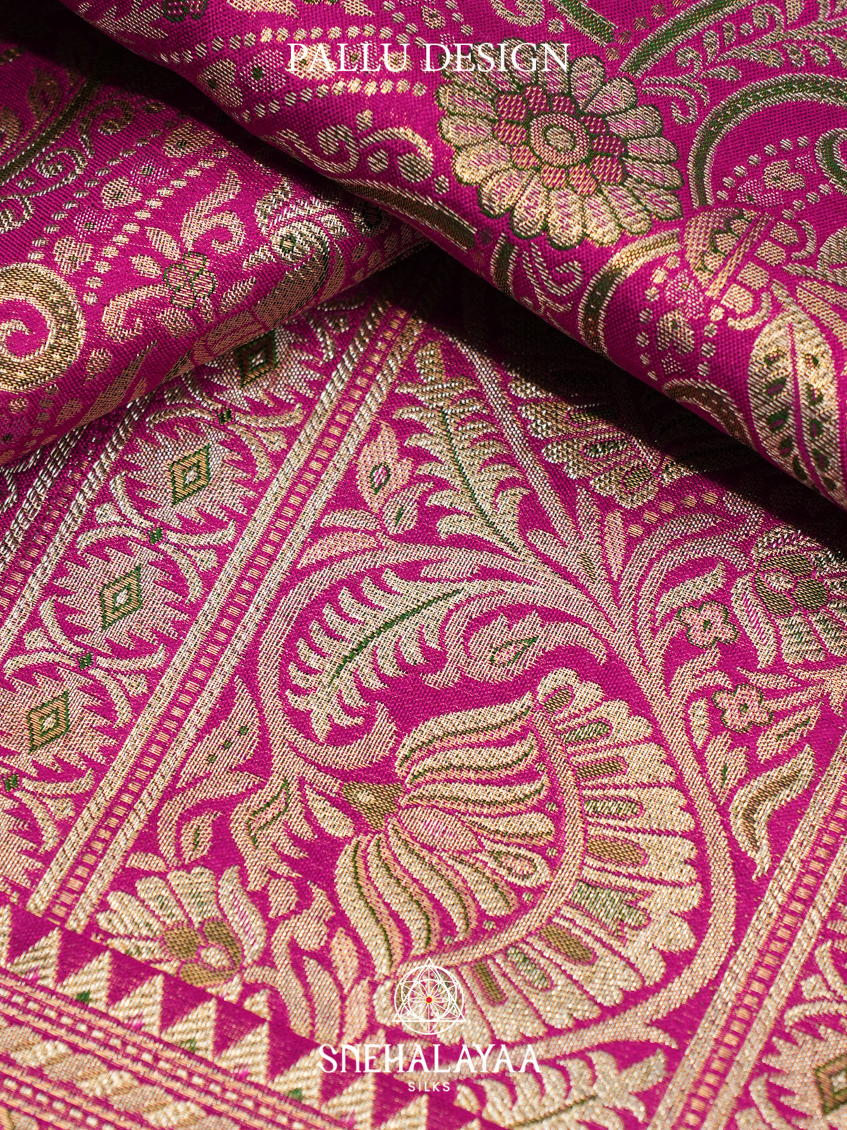 Pink Kanjivaram Silk Saree with Peacock & Elephant Zari Weaving