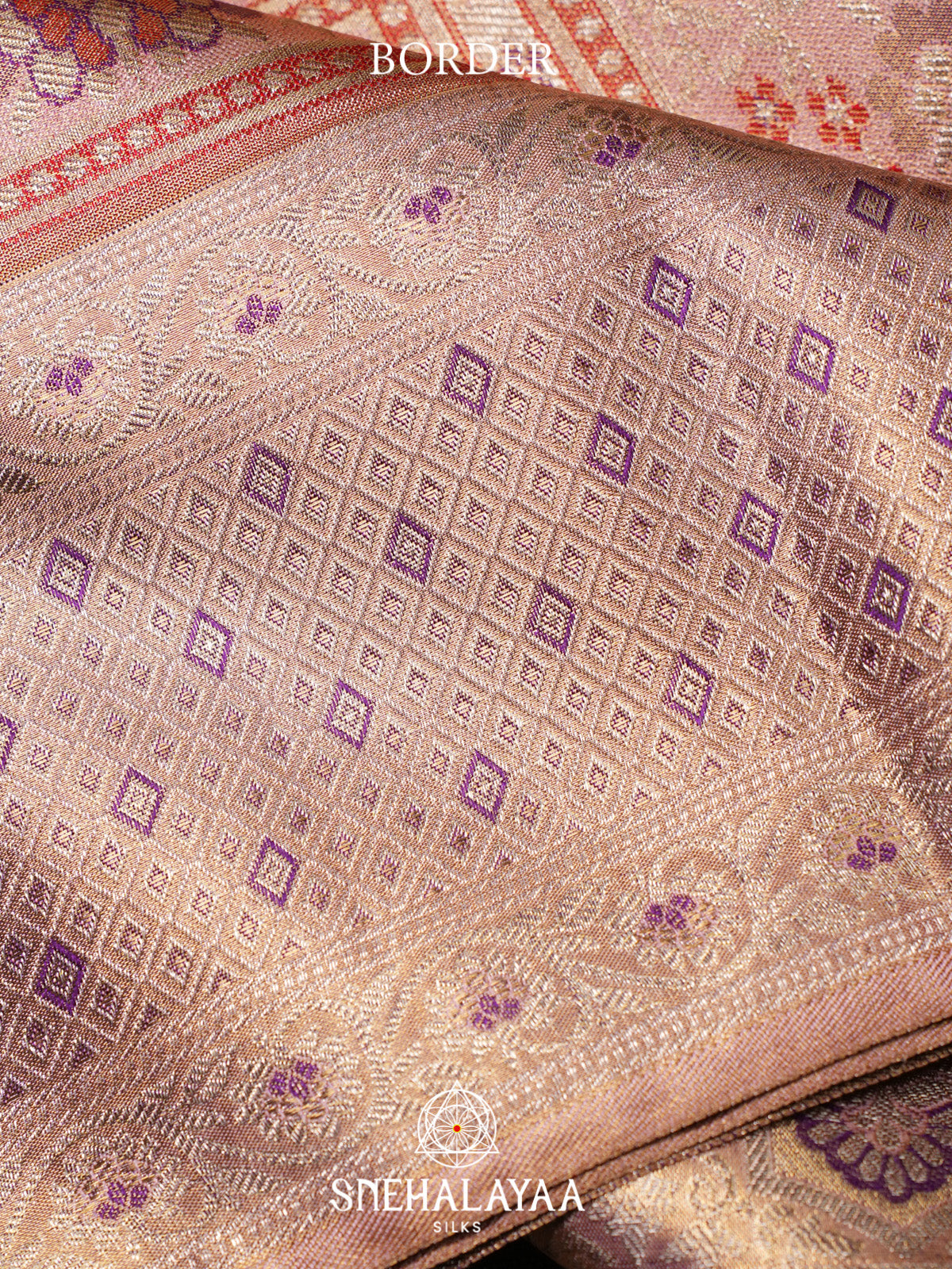 Pastel Pink Tissue Kanjivaram Silk Saree with Zari Weaving
