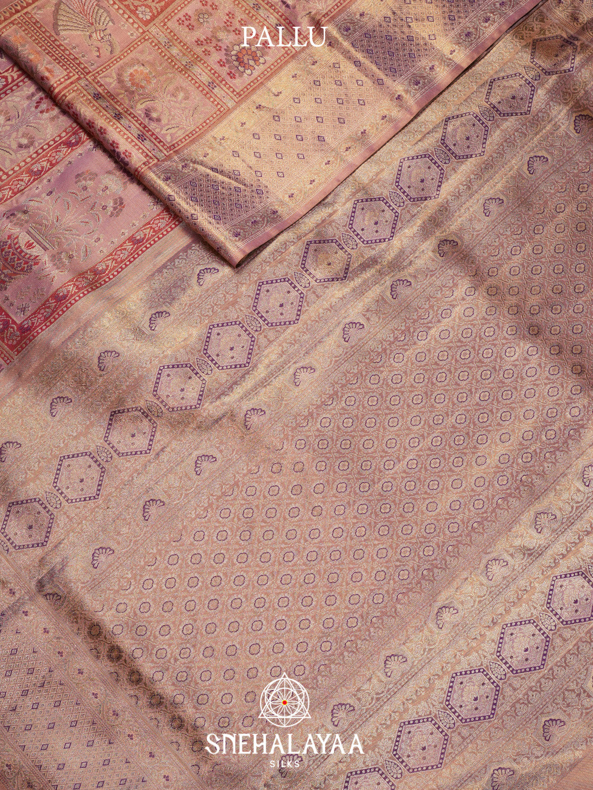 Pastel Pink Tissue Kanjivaram Silk Saree with Zari Weaving