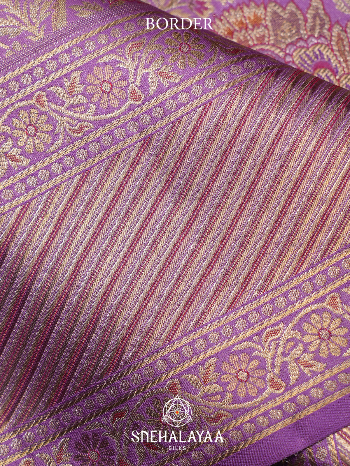 Lavender Peacock & Floral Zari Kanjivaram Silk Saree