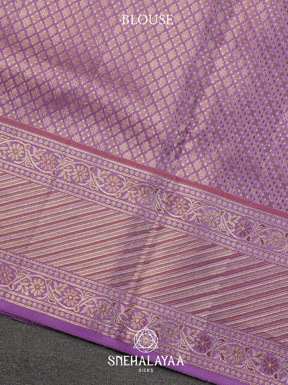 Lavender Peacock & Floral Zari Kanjivaram Silk Saree