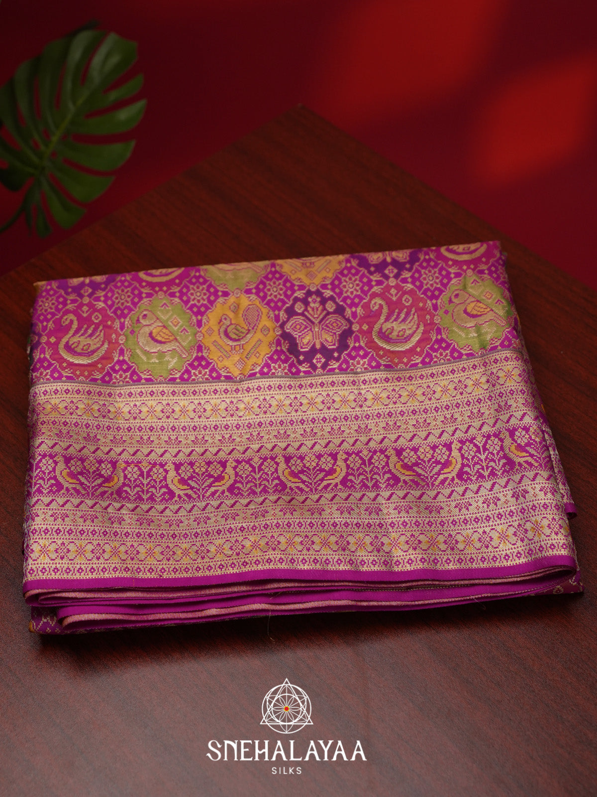 Magenta Tissue Kanjivaram Silk Saree with Multicolour Zari Weaving