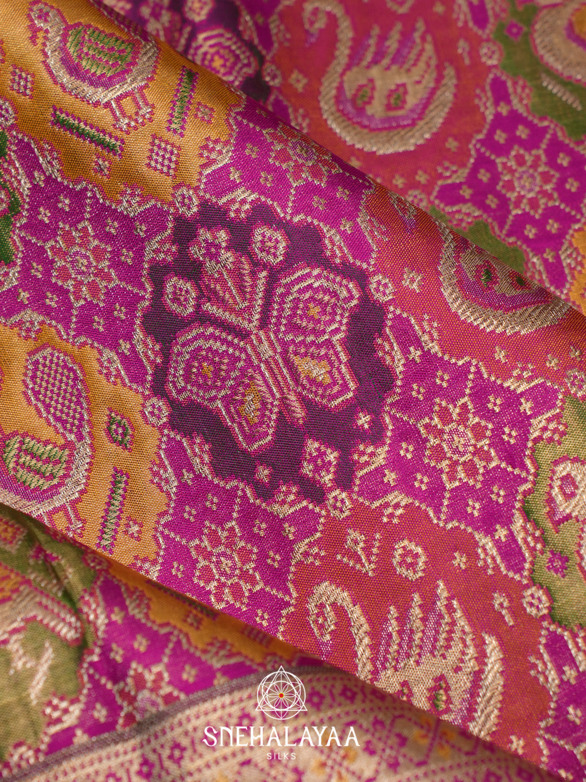 Magenta Tissue Kanjivaram Silk Saree with Multicolour Zari Weaving