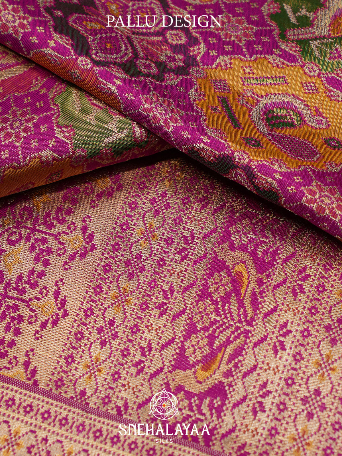 Magenta Tissue Kanjivaram Silk Saree with Multicolour Zari Weaving