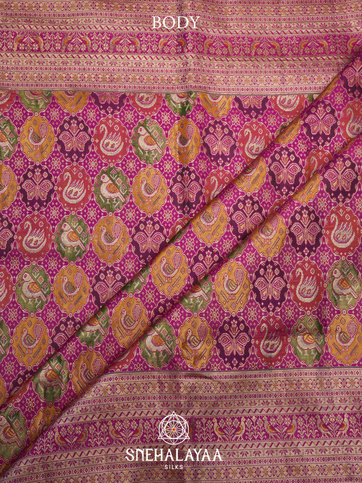 Magenta Tissue Kanjivaram Silk Saree with Multicolour Zari Weaving