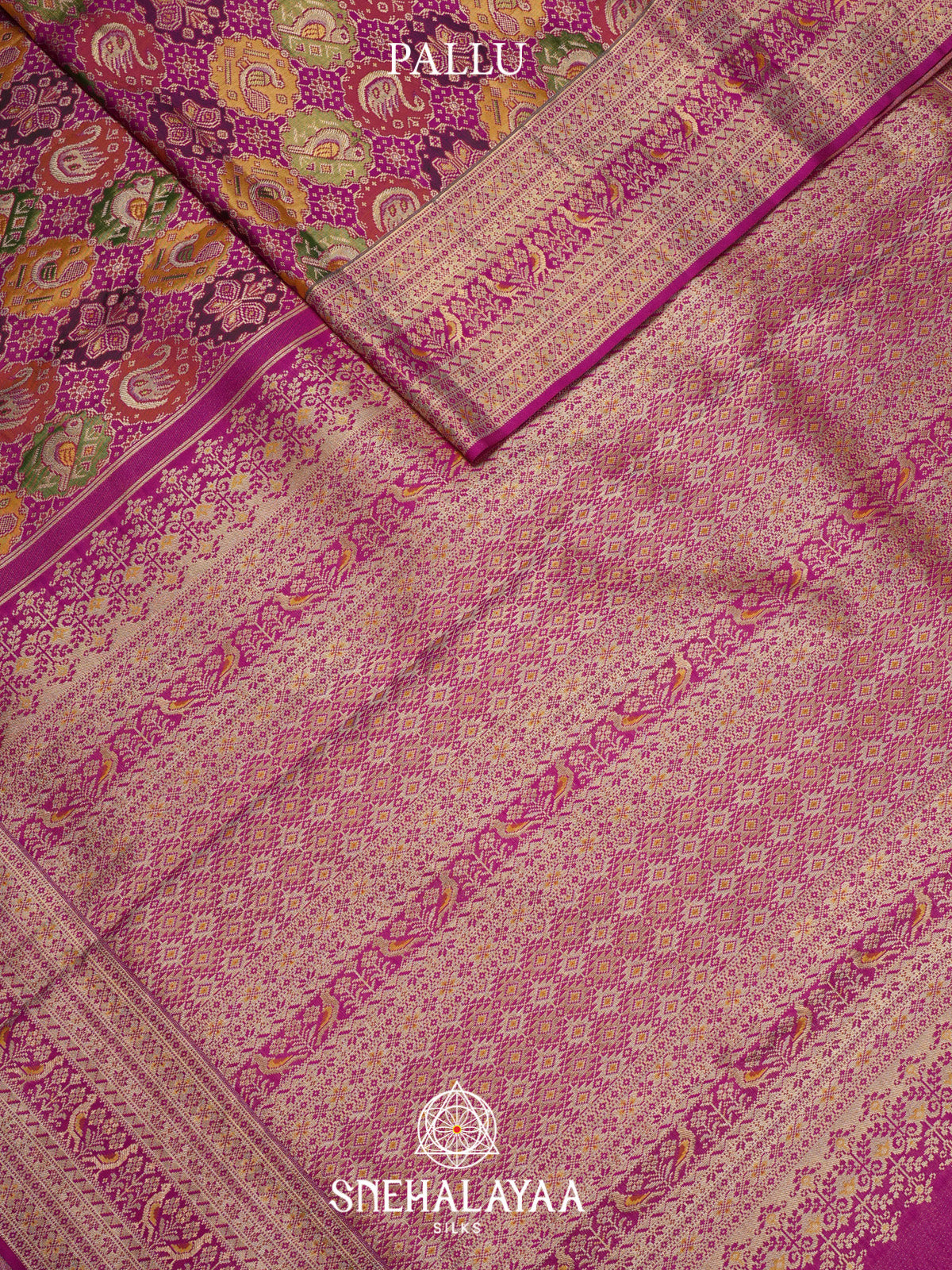 Magenta Tissue Kanjivaram Silk Saree with Multicolour Zari Weaving