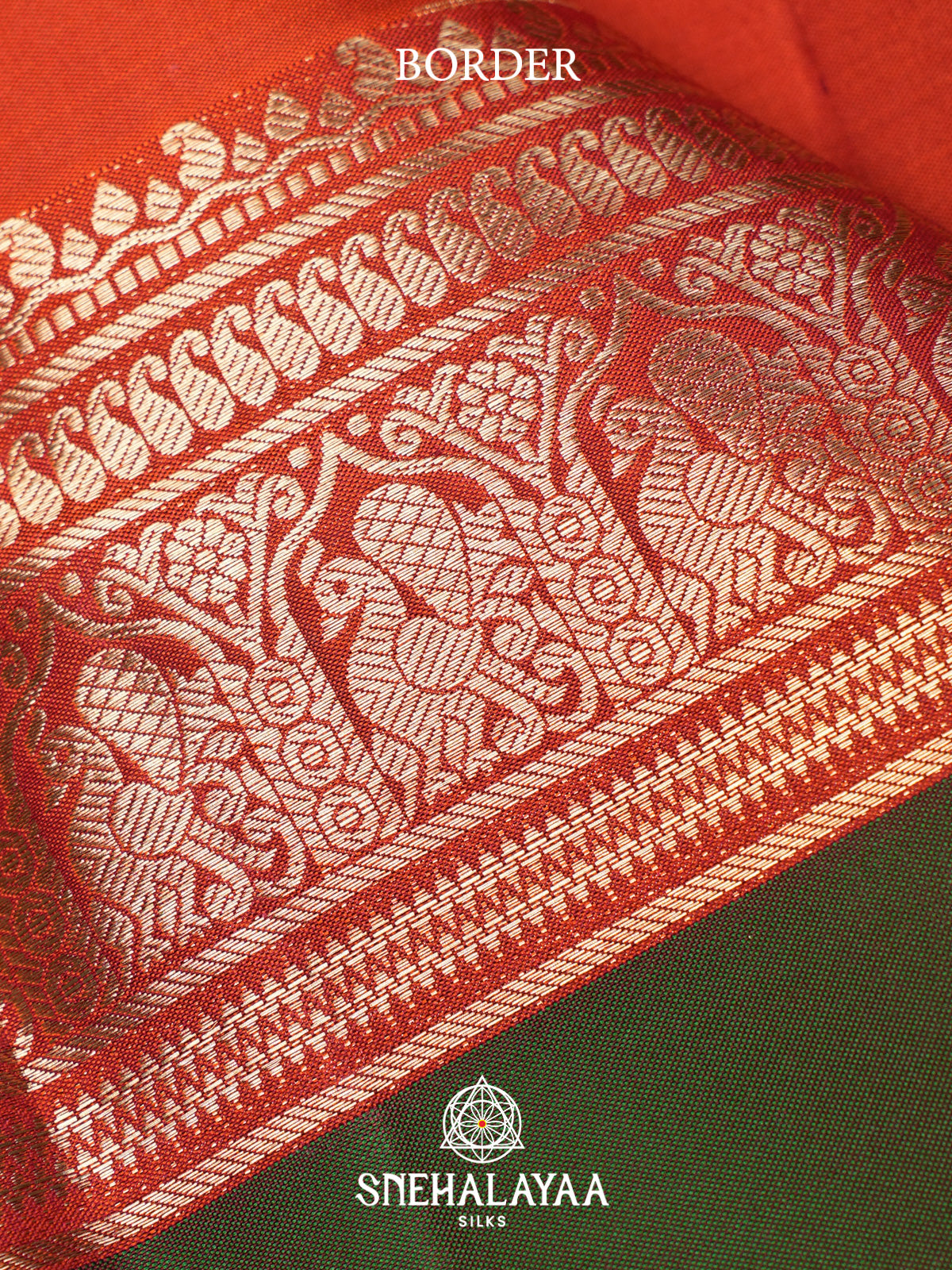 Rust Orange Kanjivaram Silk Saree