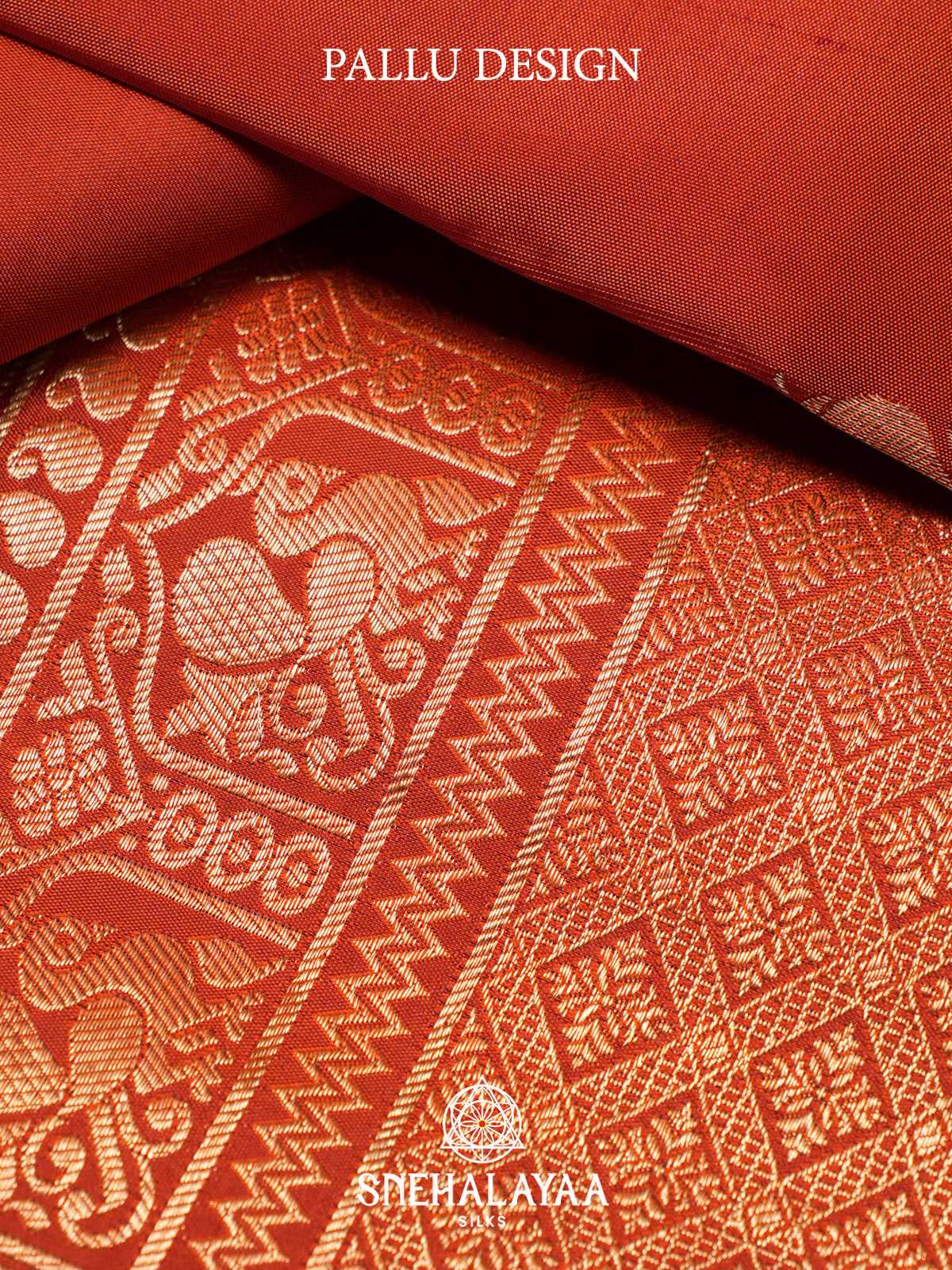 Rust Orange Kanjivaram Silk Saree