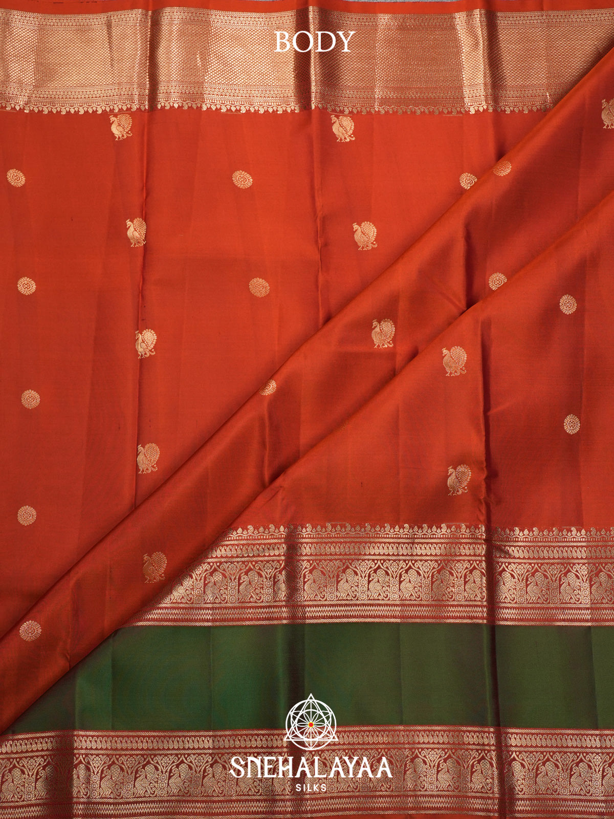 Rust Orange Kanjivaram Silk Saree