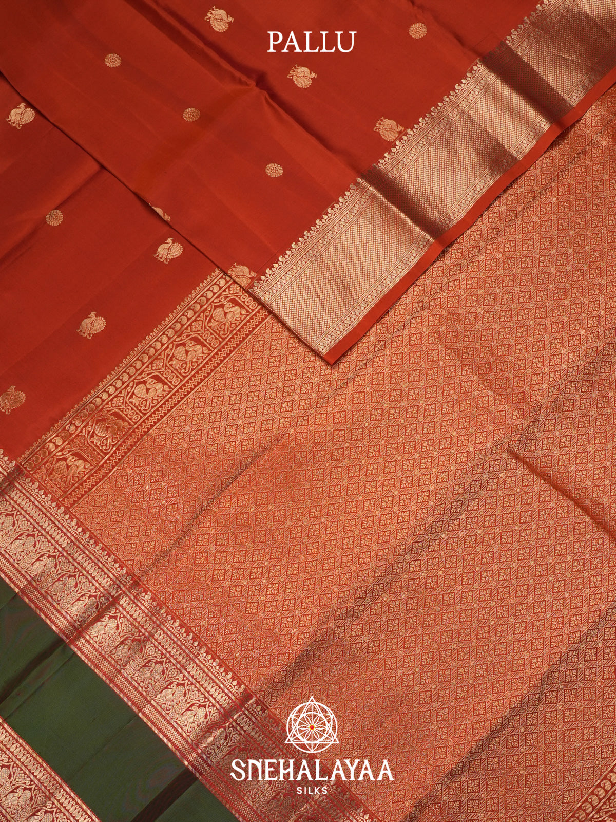 Rust Orange Kanjivaram Silk Saree