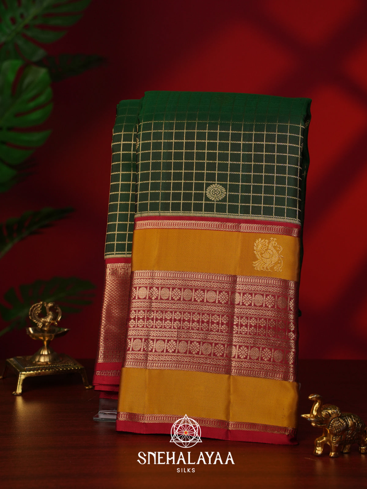 Forest Green Kanjivaram Silk Saree