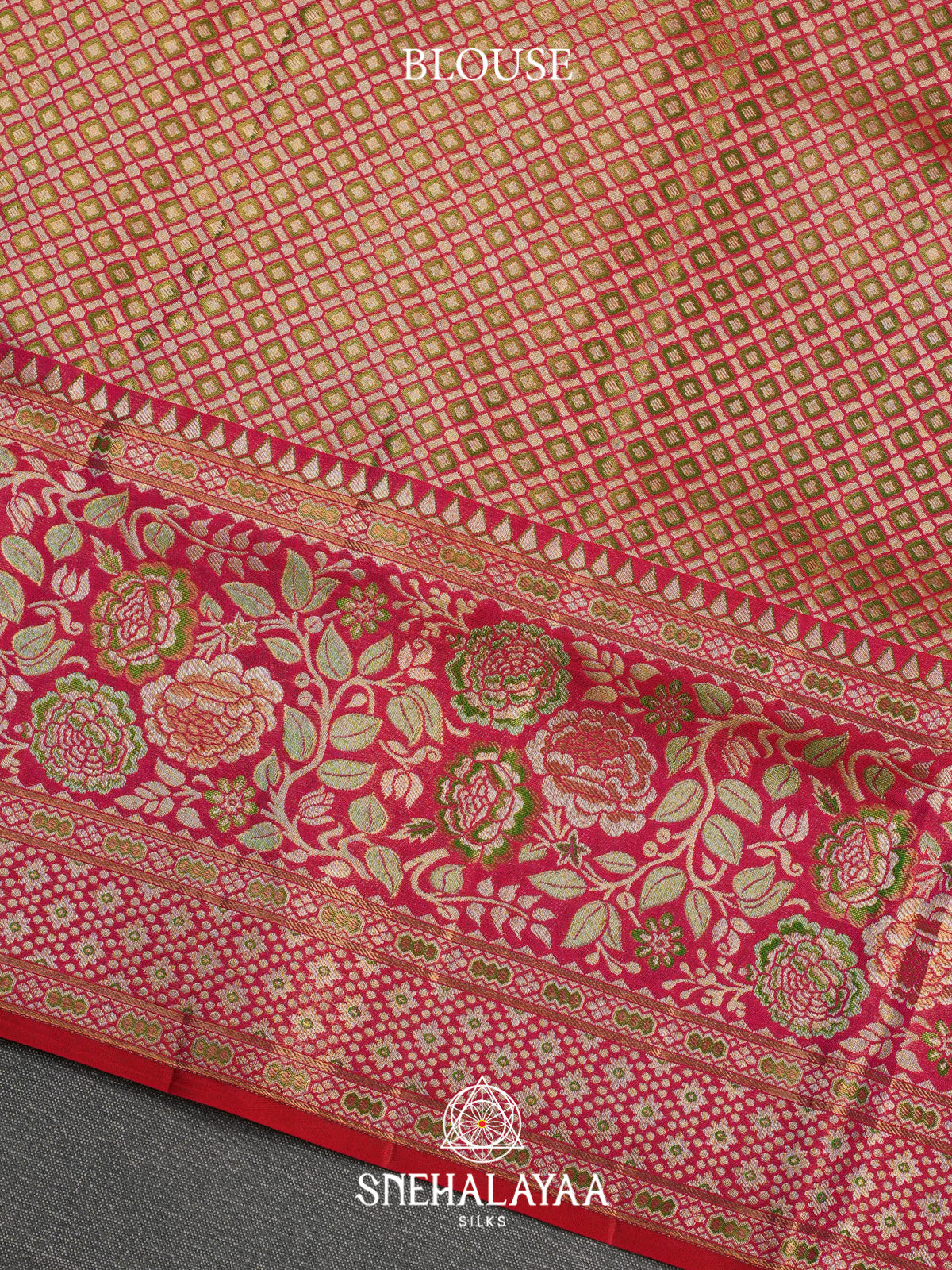 Red Kanjivaram Silk Saree with Floral Zari Weaving