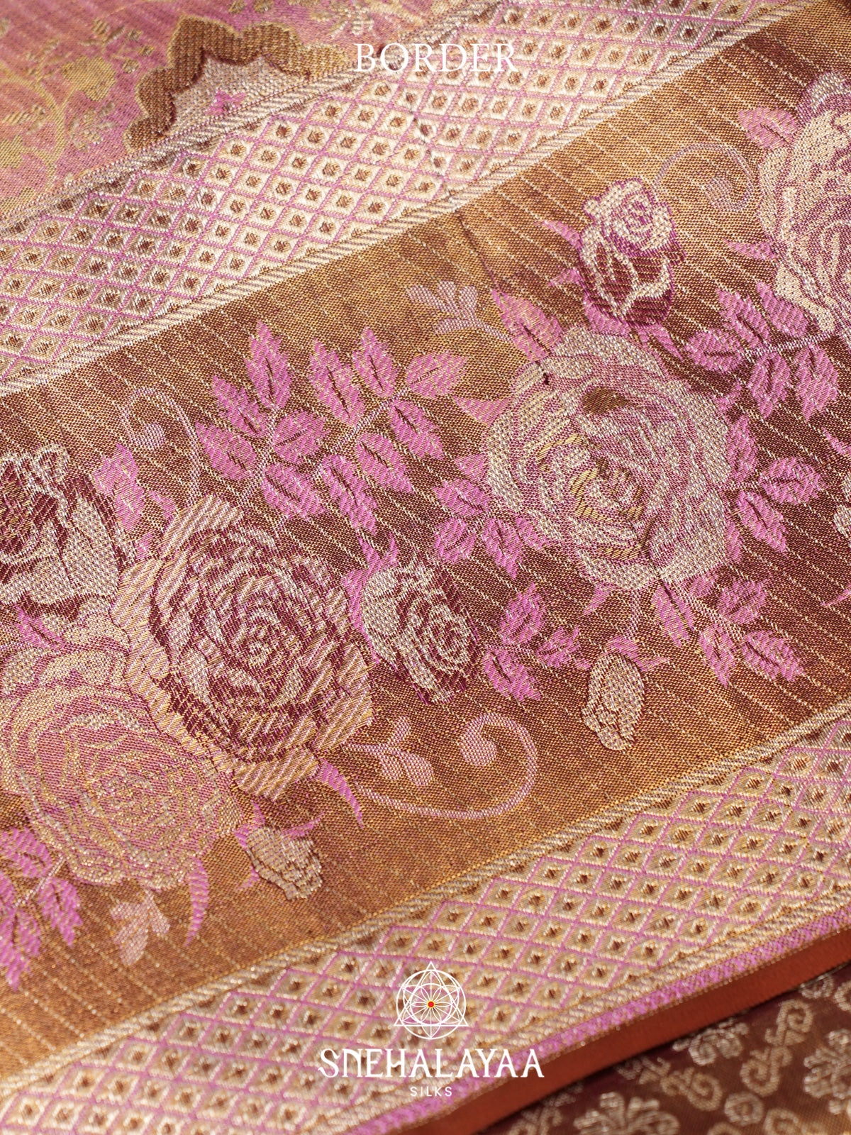 Mauve Pink Kanjivaram Silk Saree with Floral Zari Border