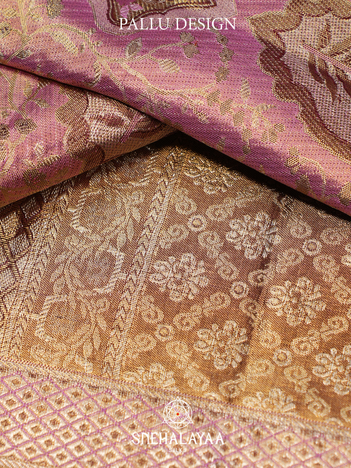 Mauve Pink Kanjivaram Silk Saree with Floral Zari Border