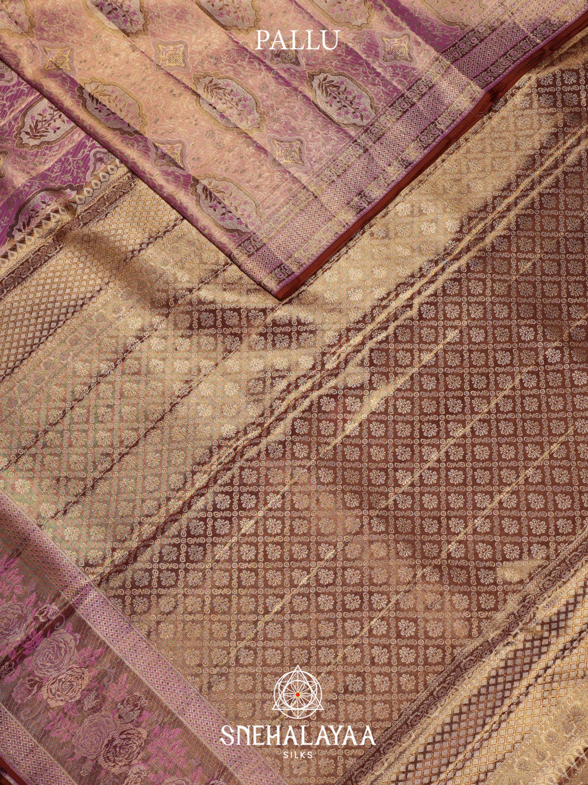 Mauve Pink Kanjivaram Silk Saree with Floral Zari Border