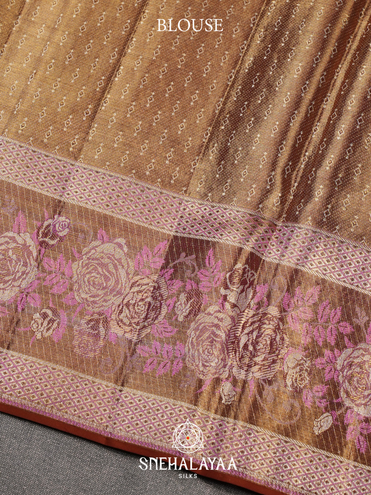 Mauve Pink Kanjivaram Silk Saree with Floral Zari Border