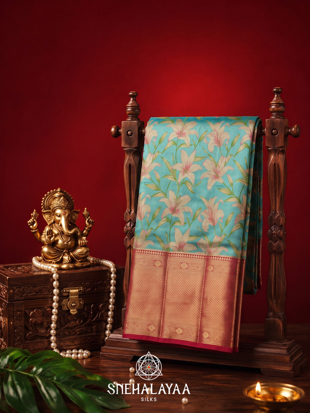 Sky Blue Kanjivaram Silk Saree