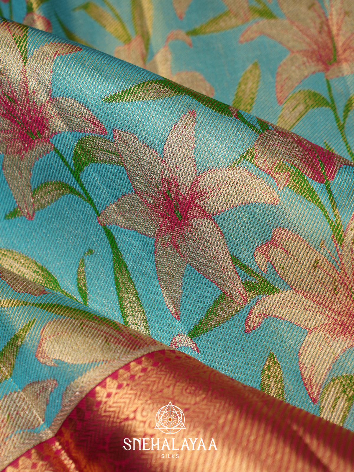 Sky Blue Kanjivaram Silk Saree