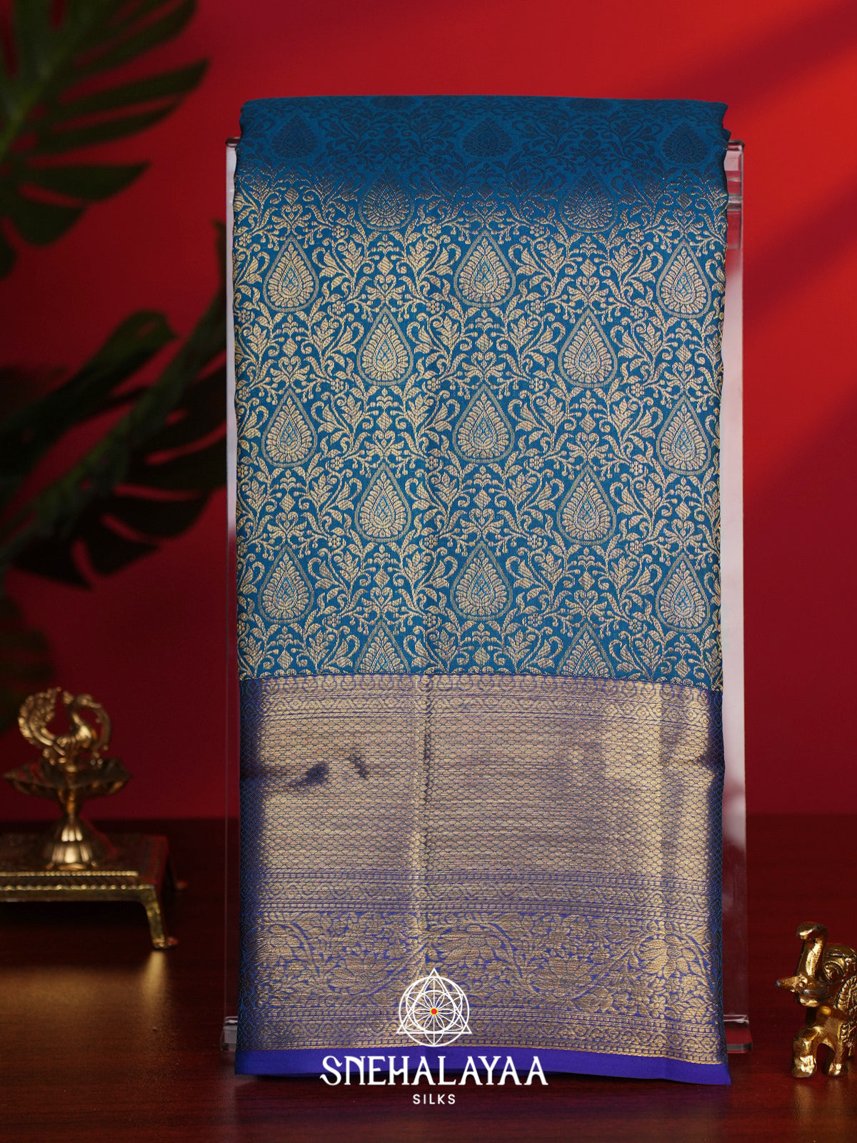 Peacock Blue Kanjivaram Silk Saree