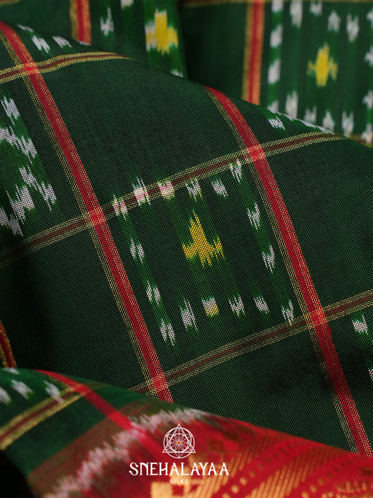 Forest Green Ikkat Saree