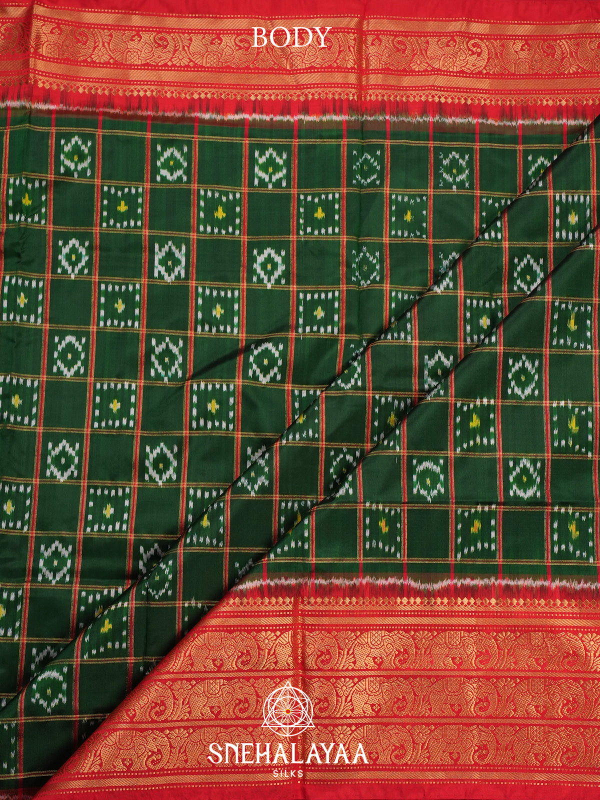 Forest Green Ikkat Saree