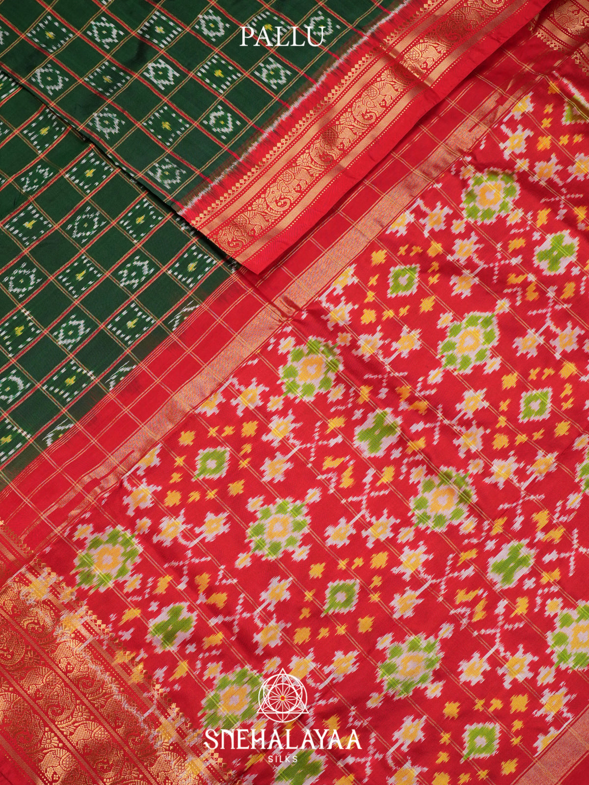 Forest Green Ikkat Saree
