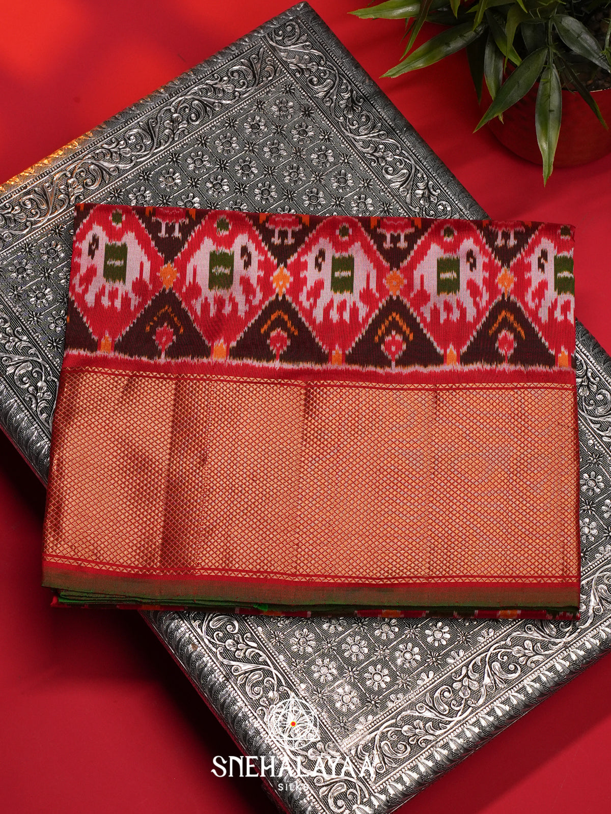 Red Ikkat Saree