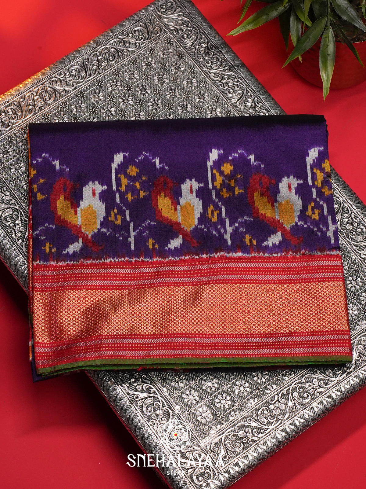 Purple Ikkat Saree
