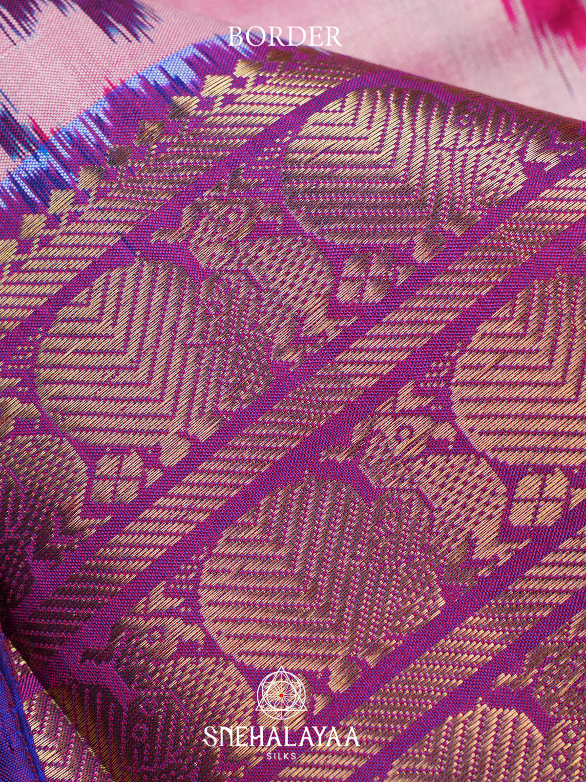 Baby Pink Ikkat Saree
