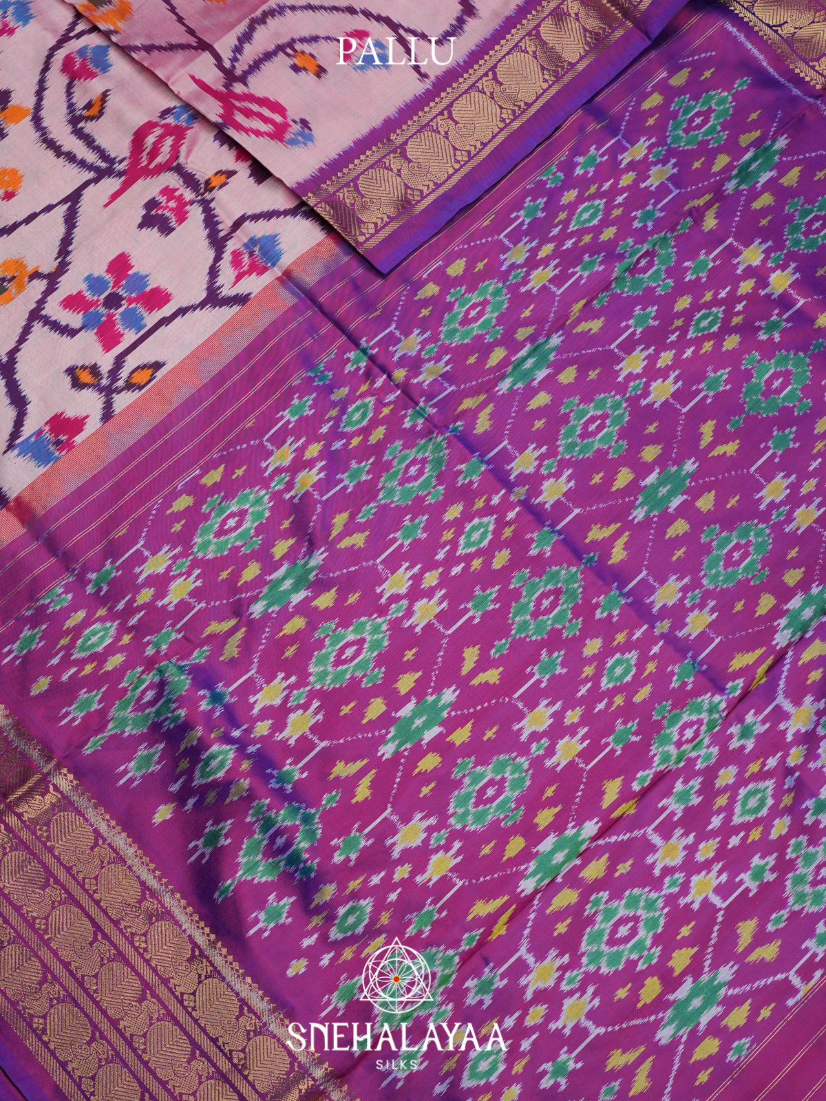 Baby Pink Ikkat Saree