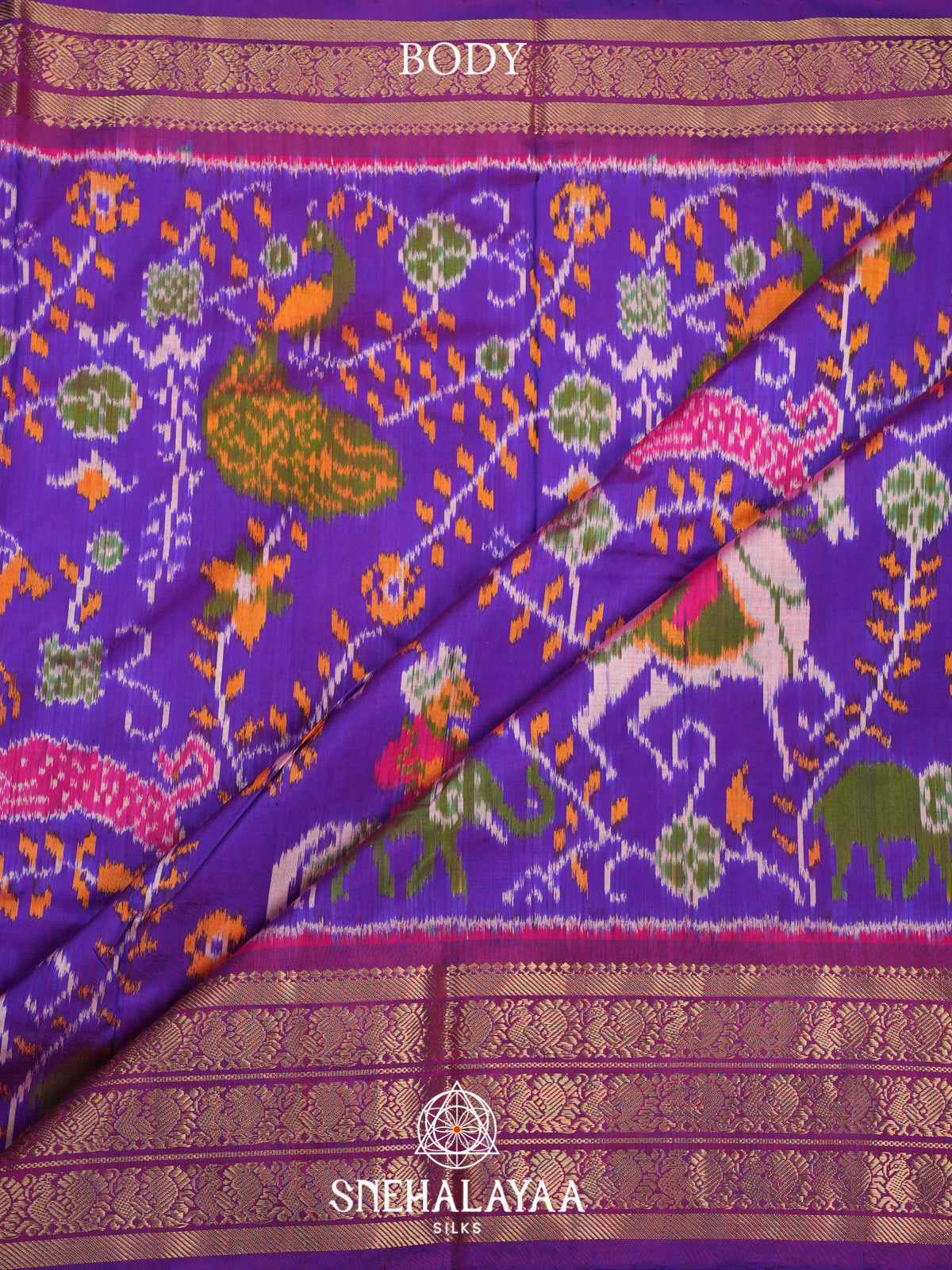 Violet Ikkat Saree