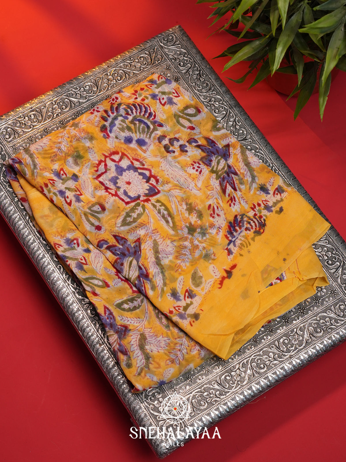 Yellow Georgette Saree